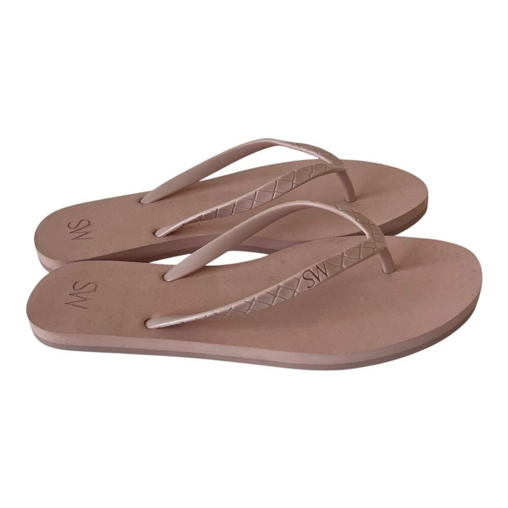 Stuart Weitzman Embossed Flip Flop Thong Sandals … - image 1